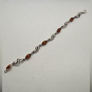 Authentic Sterling Silver and Amber Bracelet